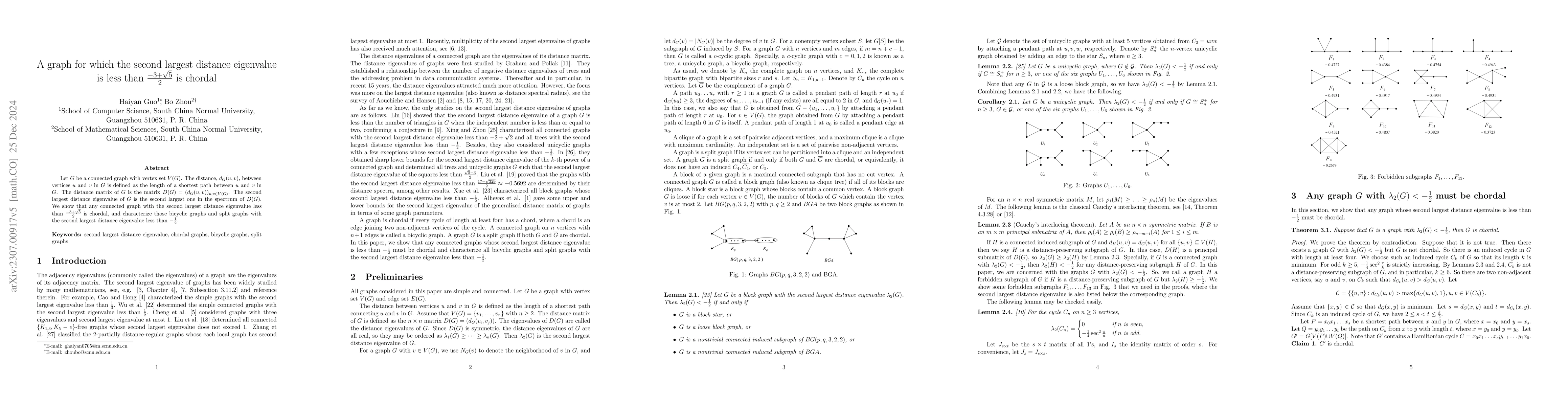Thumbnail for On the second largest distance eigenvalue of graphs