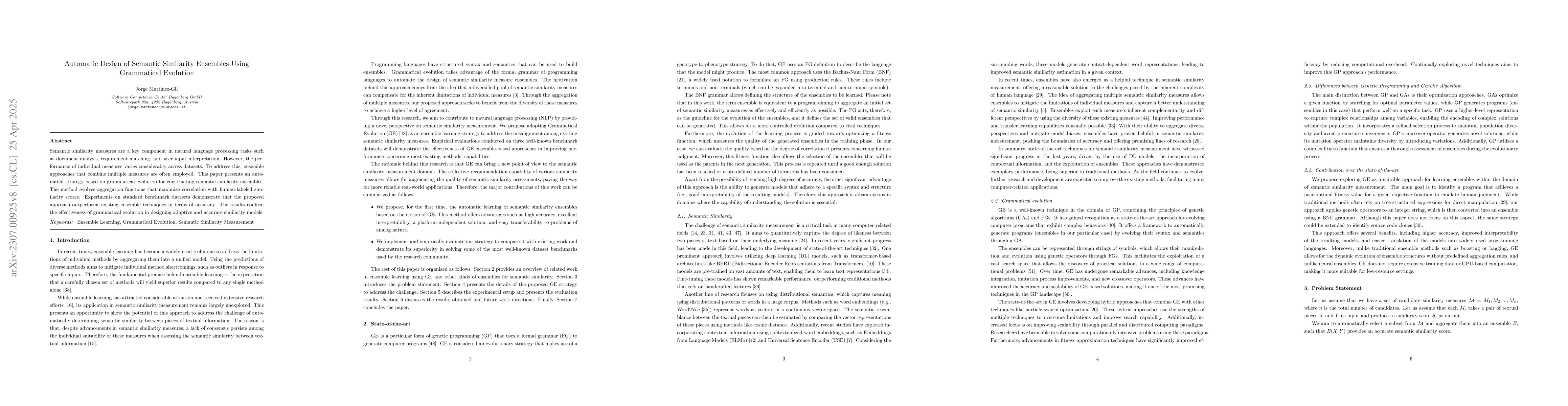 Thumbnail for Automatic Design of Semantic Similarity Ensembles Using Grammatical
  Evolution