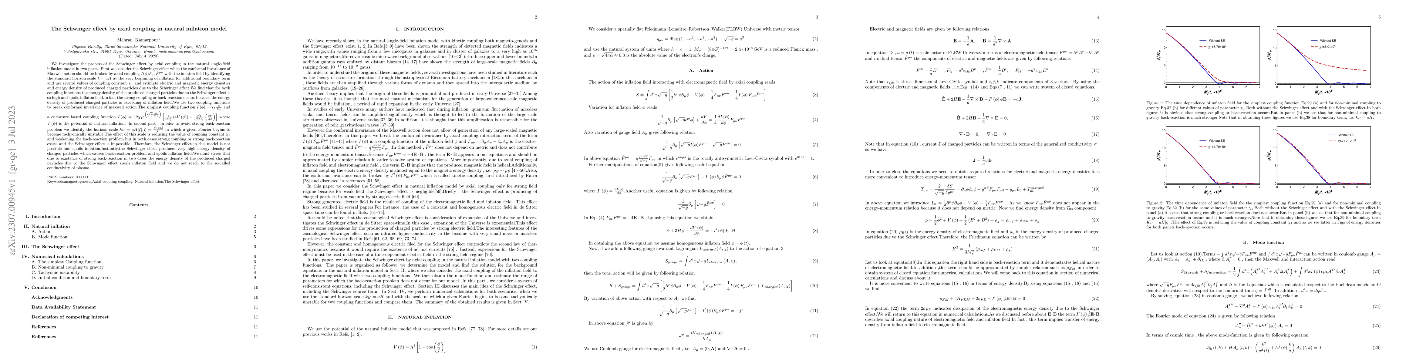 Thumbnail for The Schwinger effect by axial coupling in natural inflation model