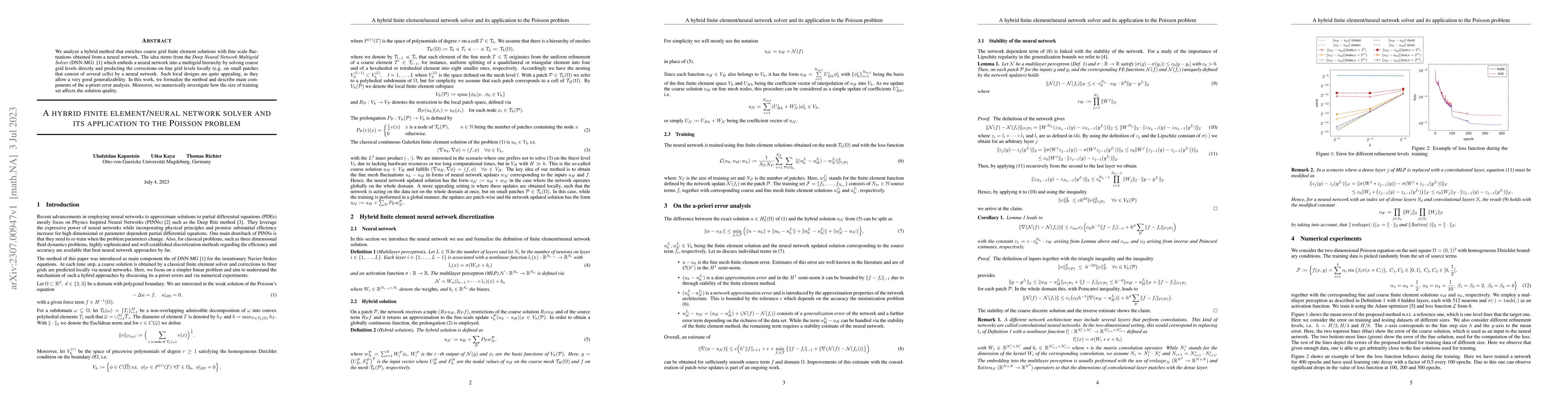 Thumbnail for A hybrid finite element/neural network solver and its application to the
  Poisson problem