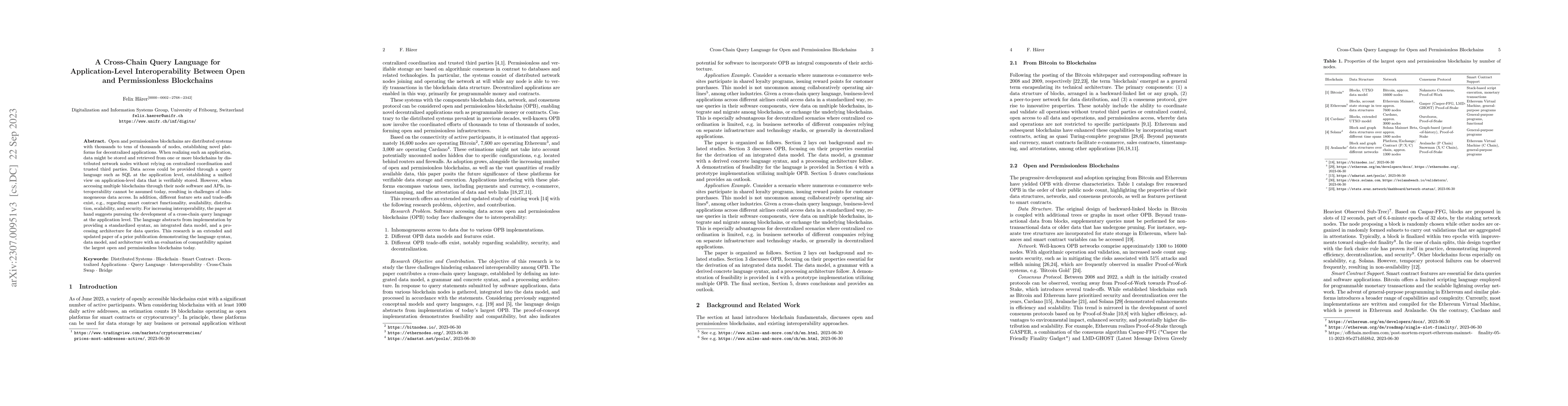 Thumbnail for A Cross-Chain Query Language for Application-Level Interoperability
  Between Open and Permissionless Blockchains