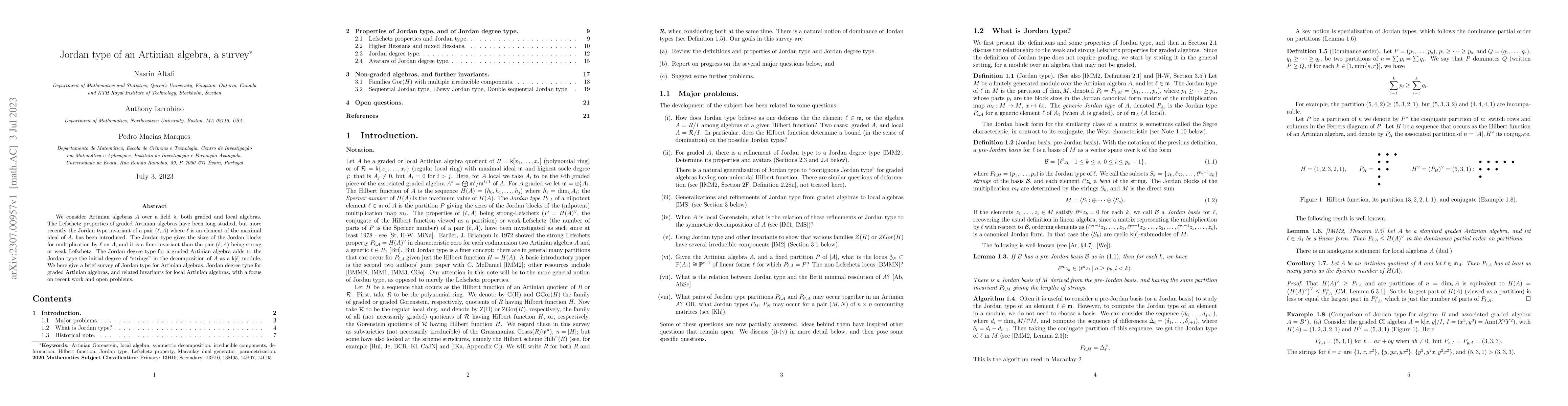 Thumbnail for Jordan type of an Artinian algebra, a survey