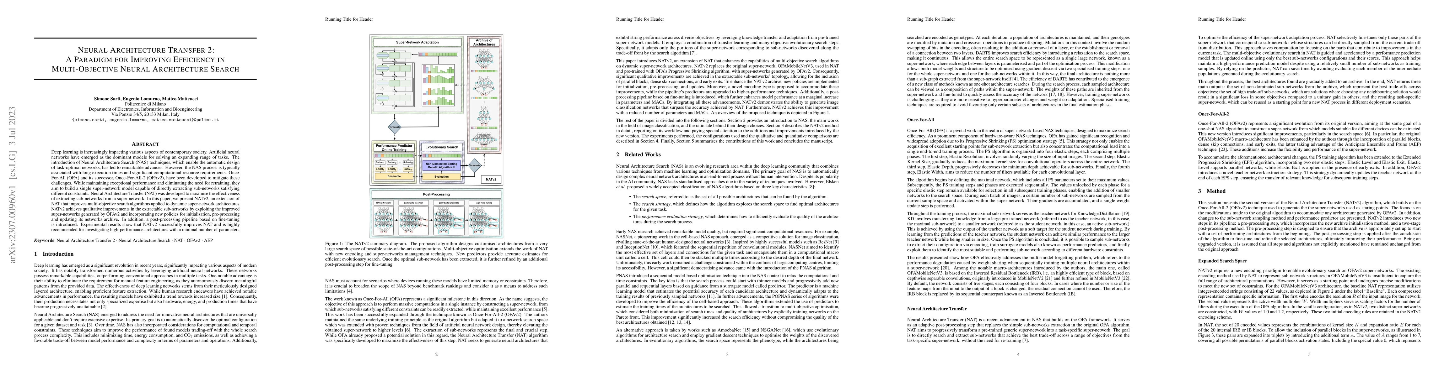 Thumbnail for Neural Architecture Transfer 2: A Paradigm for Improving Efficiency in
  Multi-Objective Neural Architecture Search