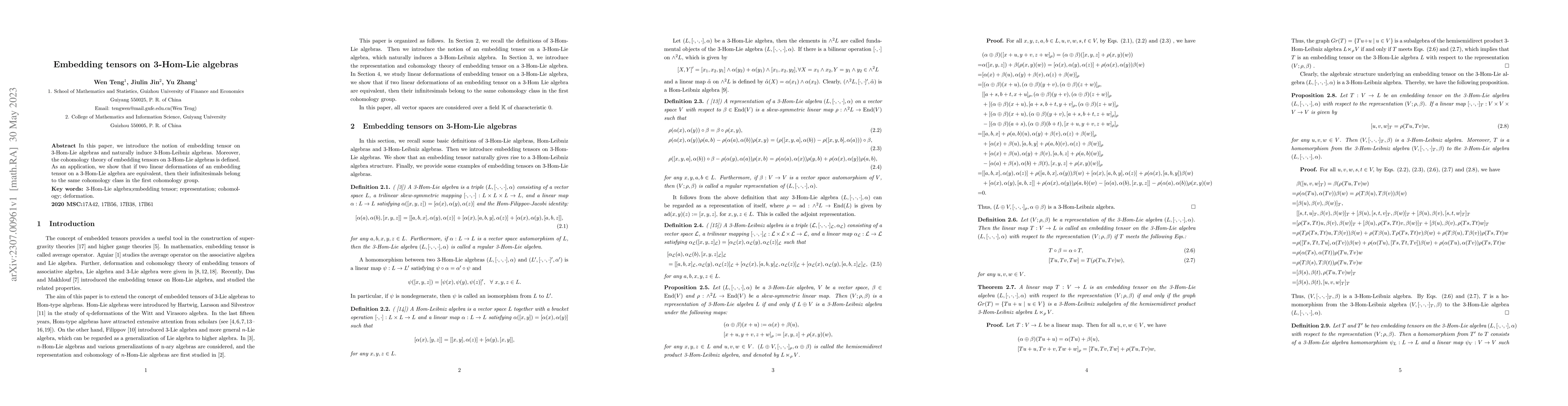 Thumbnail for Embedding tensors on 3-Hom-Lie algebras