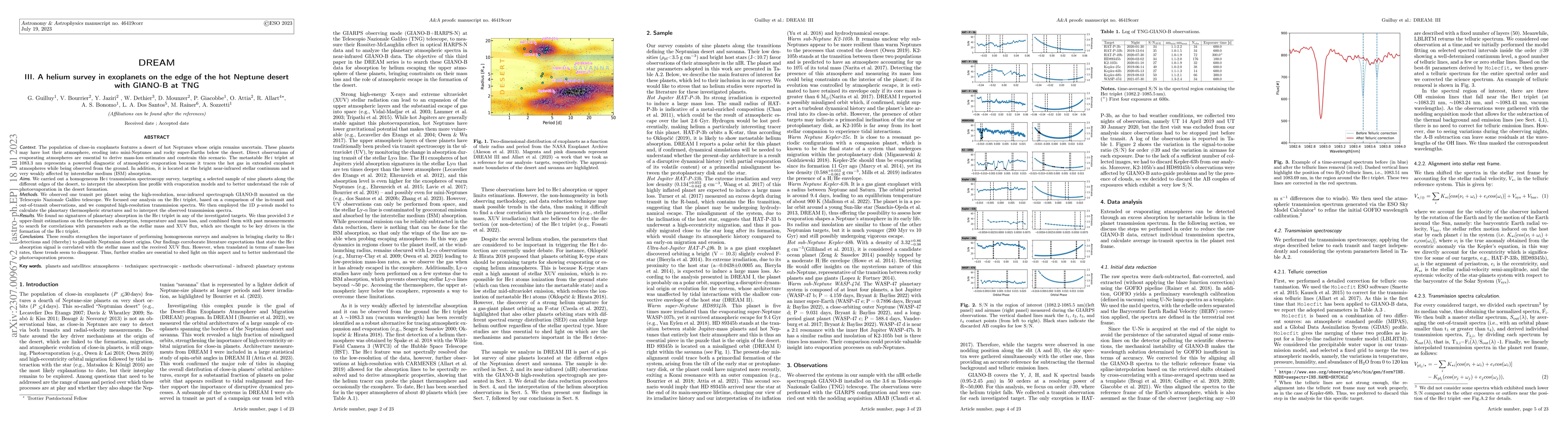 Thumbnail for DREAM: III.A helium survey in exoplanets on the edge of the hot Neptune
  desert with GIANO-B@TNG