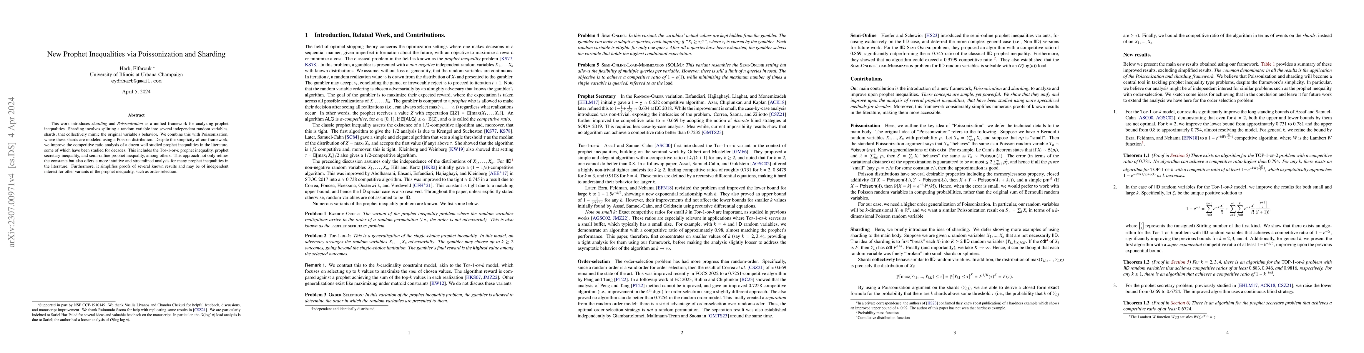 Thumbnail for New Prophet Inequalities via Poissonization and Sharding