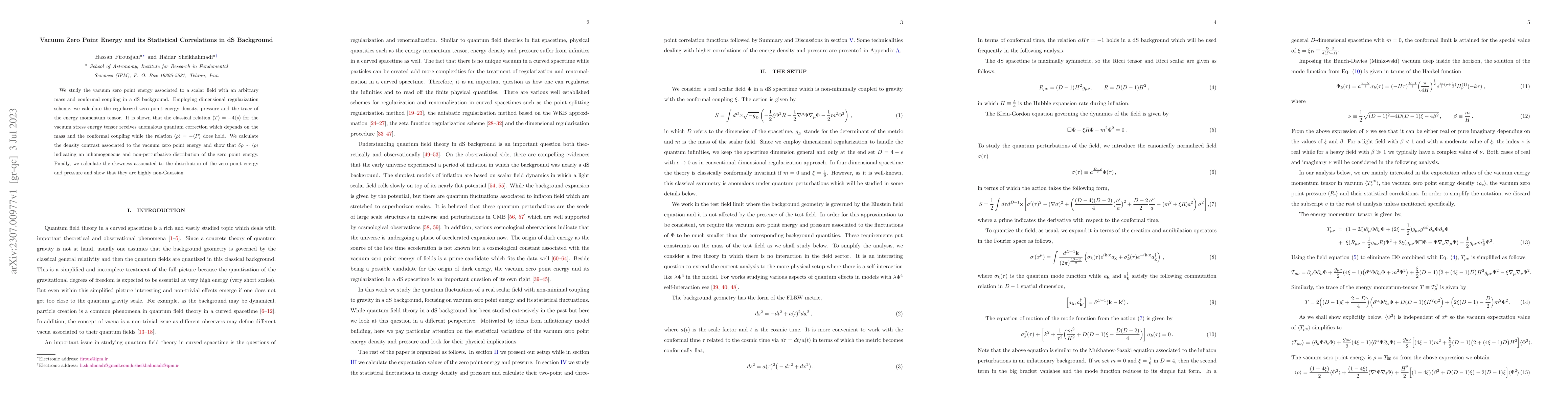 Thumbnail for Vacuum Zero Point Energy and its Statistical Correlations in dS
  Background