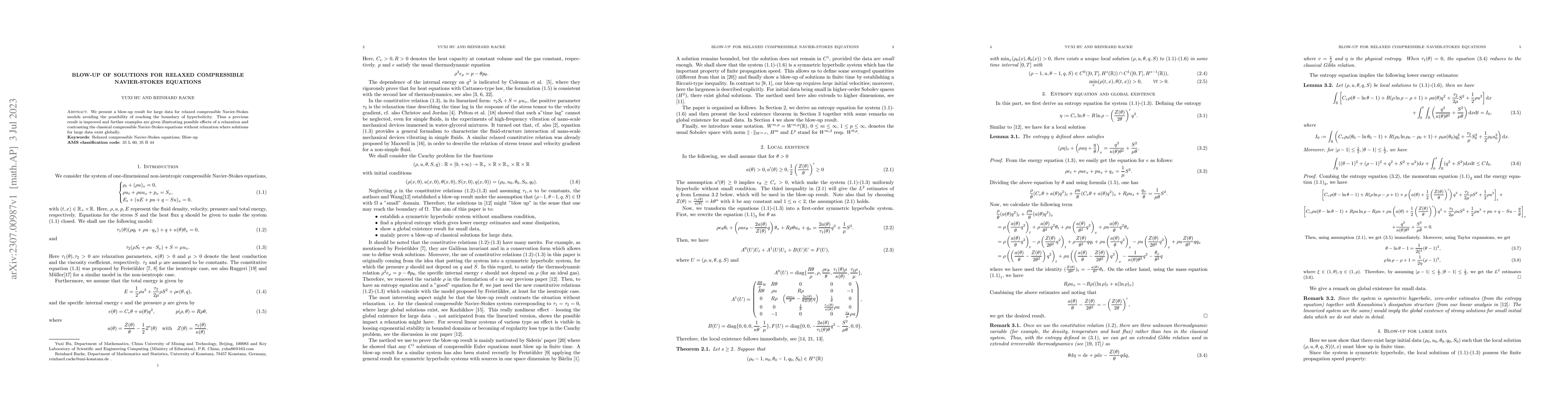 Thumbnail for Blow-up of solutions for relaxed compressible Navier-Stokes equations