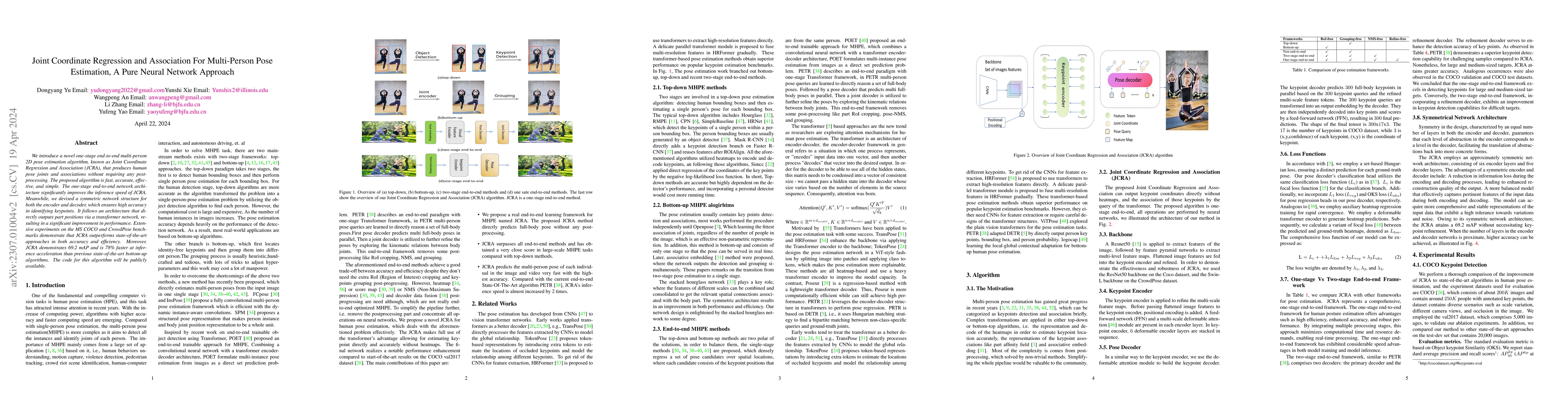 Thumbnail for Joint Coordinate Regression and Association For Multi-Person Pose
  Estimation, A Pure Neural Network Approach