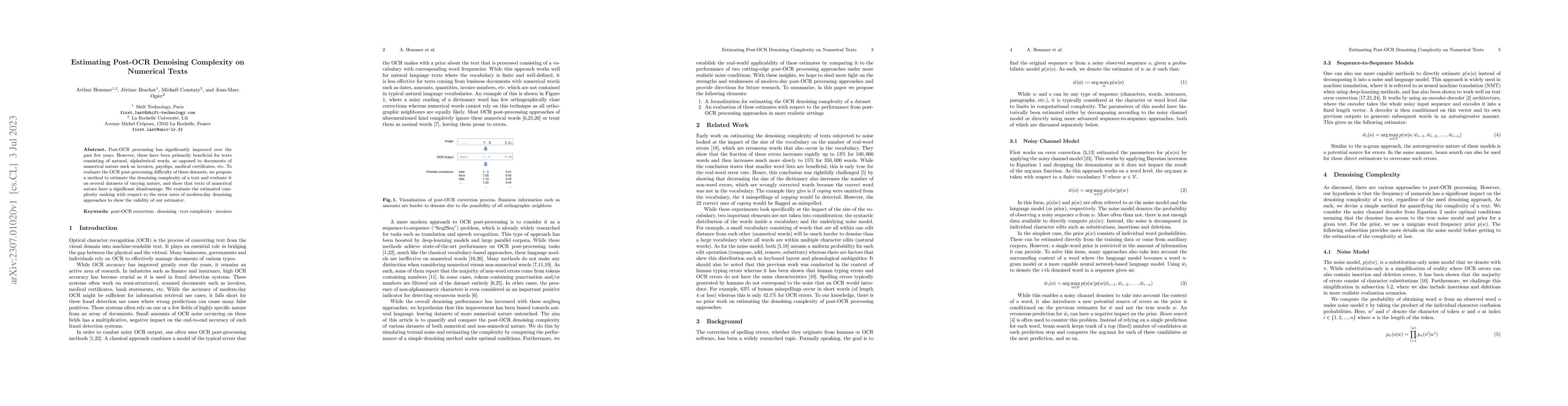 Thumbnail for Estimating Post-OCR Denoising Complexity on Numerical Texts