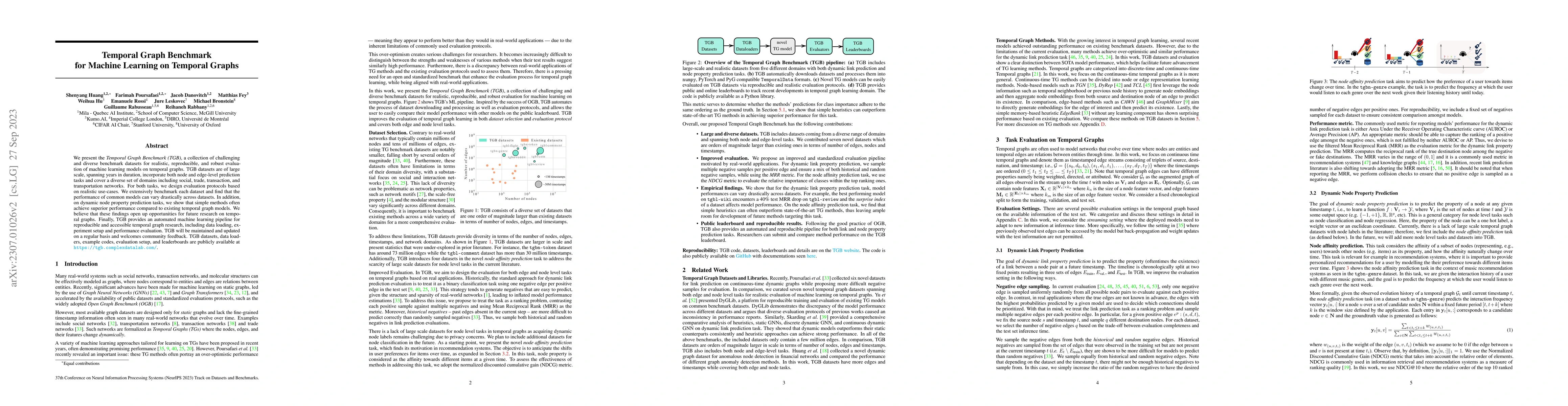 Thumbnail for Temporal Graph Benchmark for Machine Learning on Temporal Graphs