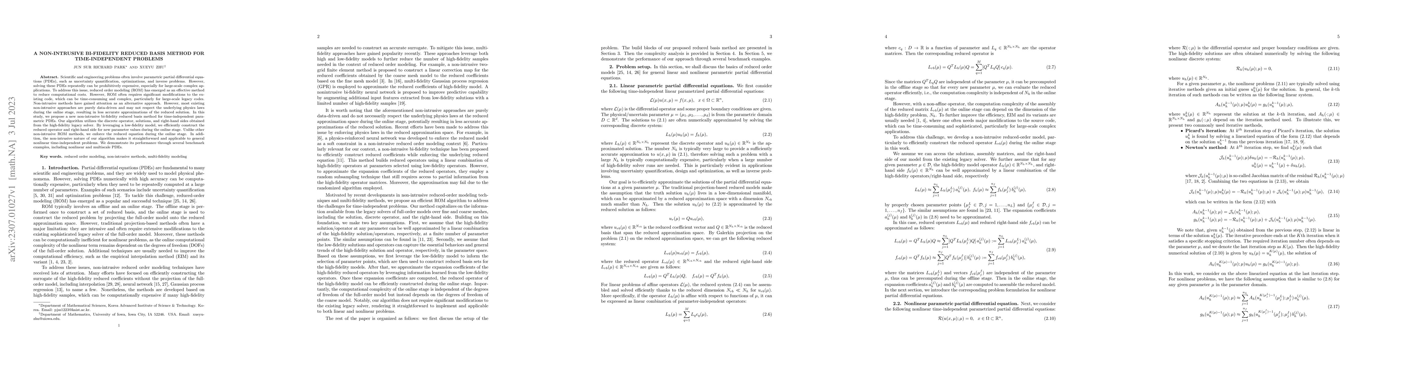 Thumbnail for A non-intrusive bi-fidelity reduced basis method for time-independent
  problems