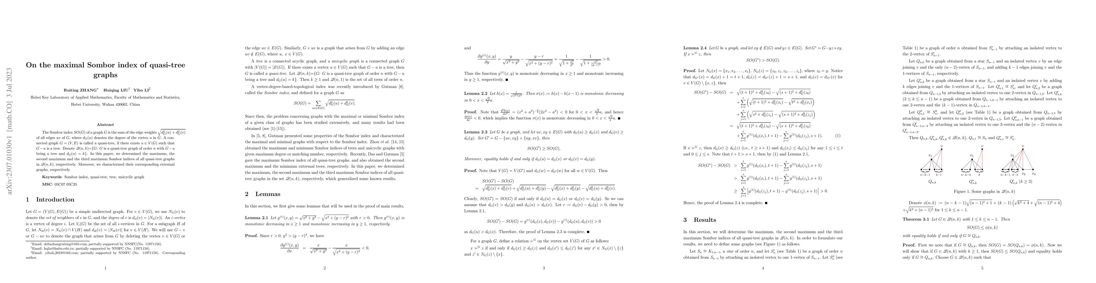 Thumbnail for On the maximal Sombor index of quasi-tree graphs