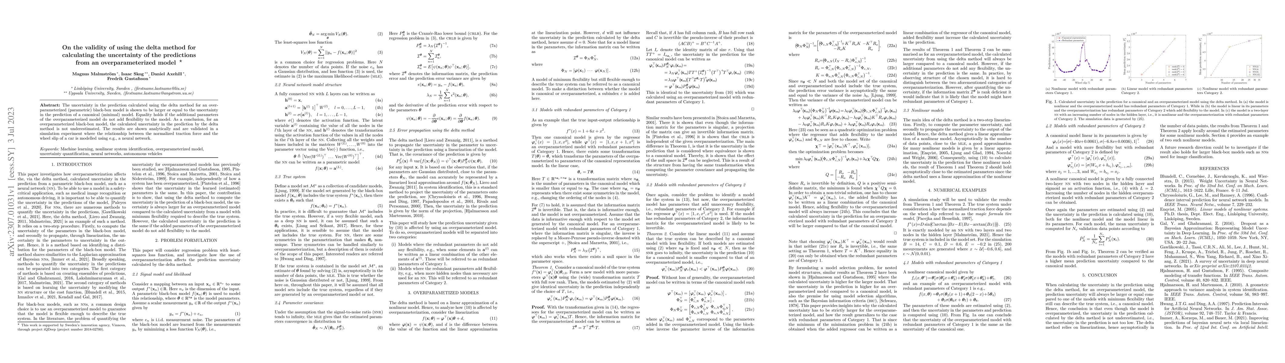 Thumbnail for On the validity of using the delta method for calculating the
  uncertainty of the predictions from an overparameterized model
