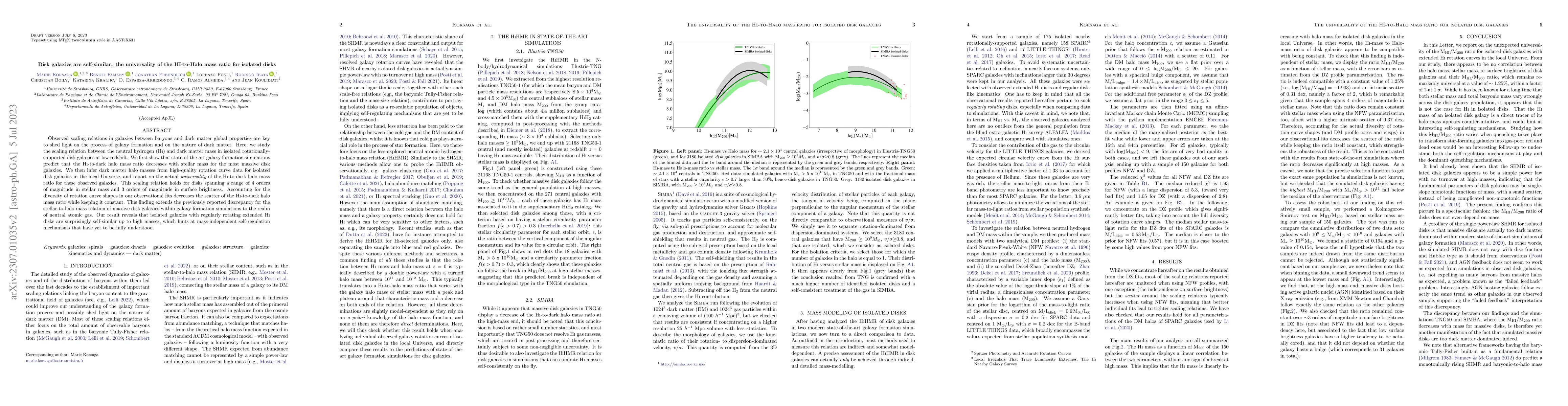 Thumbnail for Disk galaxies are self-similar: the universality of the HI-to-Halo mass
  ratio for isolated disks