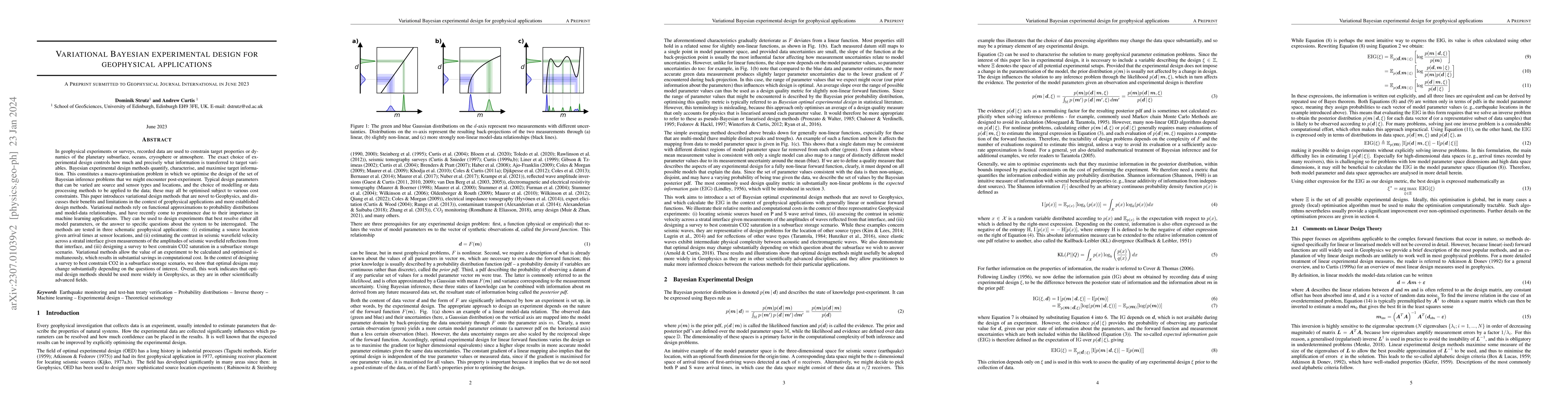 Thumbnail for Variational Bayesian experimental design for geophysical applications:
  seismic source location, amplitude versus offset inversion, and estimating
  CO2 saturations in a subsurface reservoir