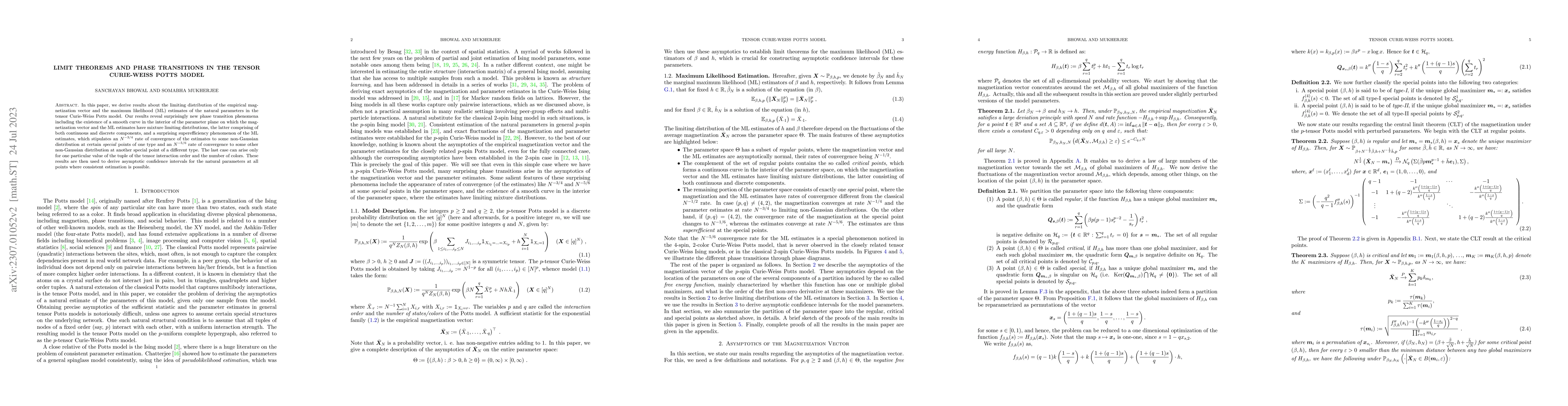 Thumbnail for Limit Theorems and Phase Transitions in the Tensor Curie-Weiss Potts
  Model