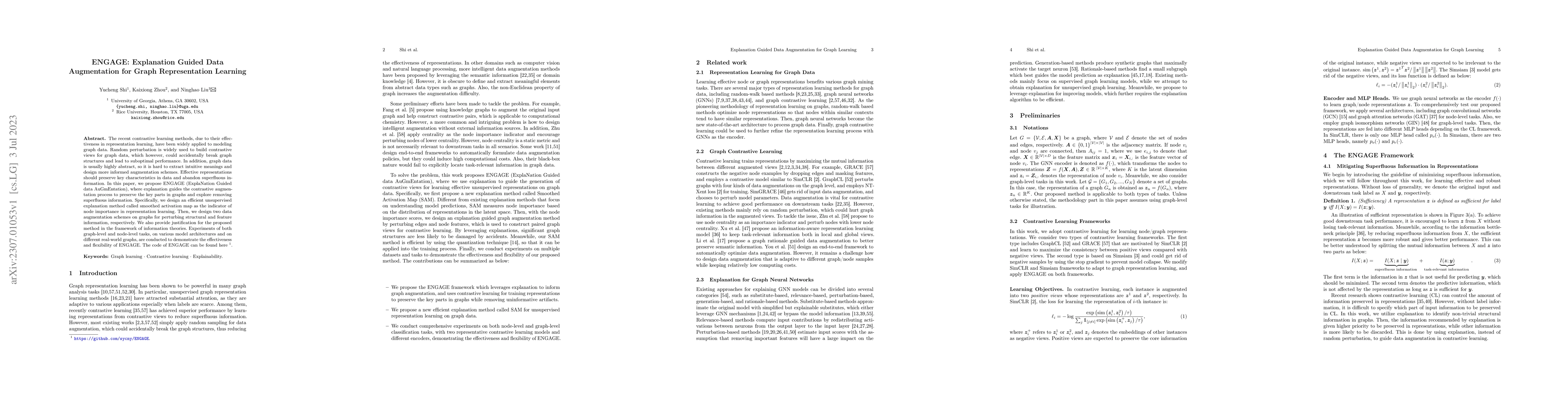 Thumbnail for ENGAGE: Explanation Guided Data Augmentation for Graph Representation
  Learning