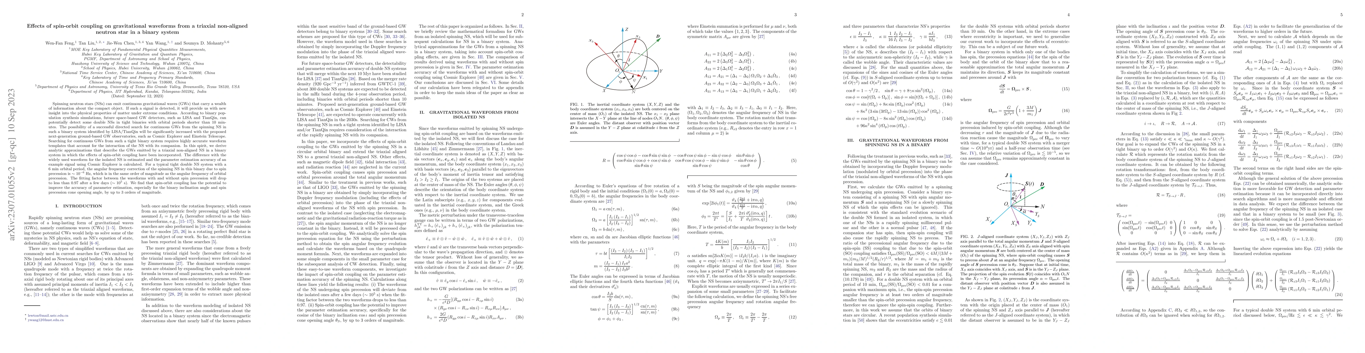 Thumbnail for Effects of spin-orbit coupling on gravitational waveforms from a
  triaxial non-aligned neutron star in a binary system