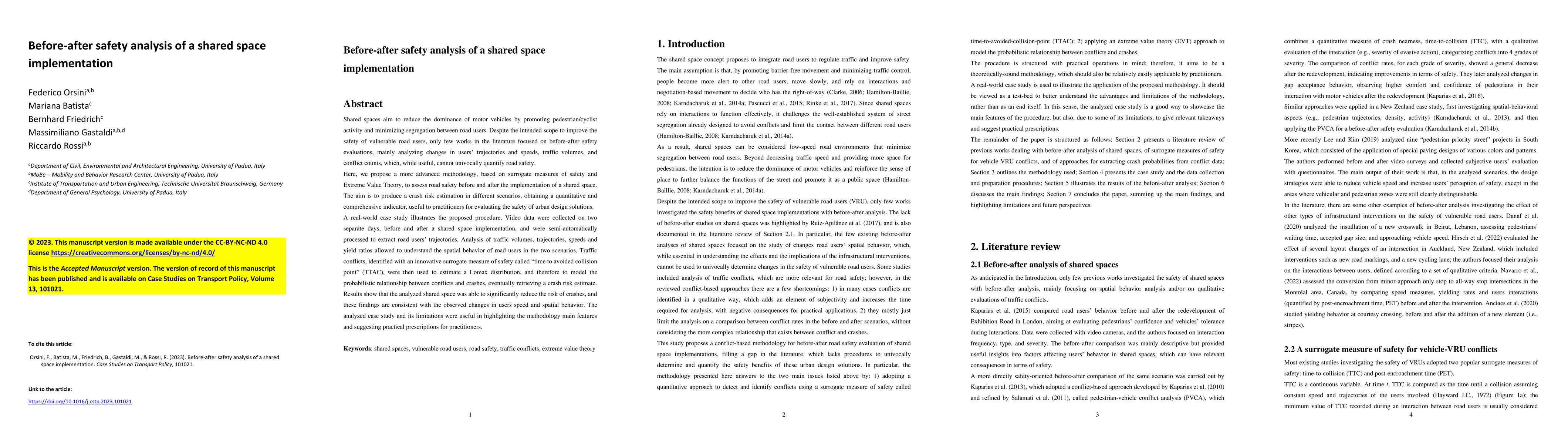 Thumbnail for Before-after safety analysis of a shared space implementation