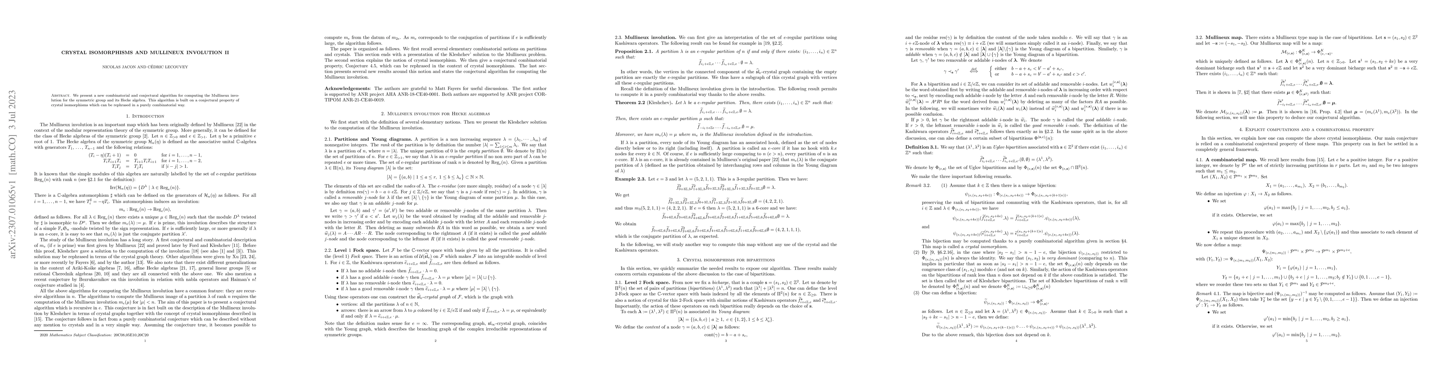 Thumbnail for Crystal isomorphisms and Mullineux involution II