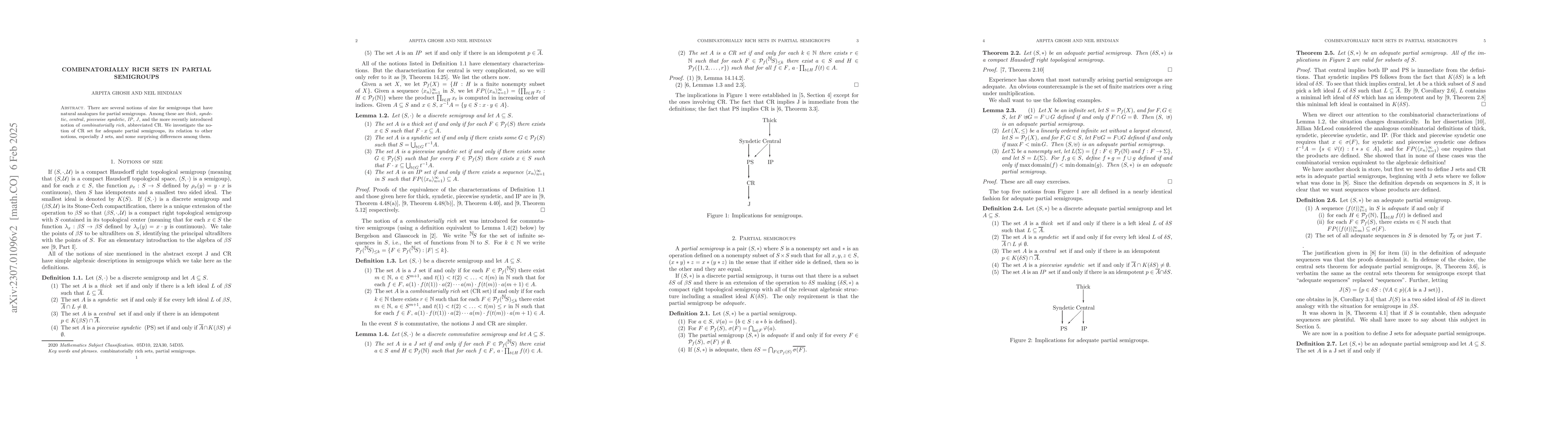 Thumbnail for Combinatorially rich sets in partial semigroups