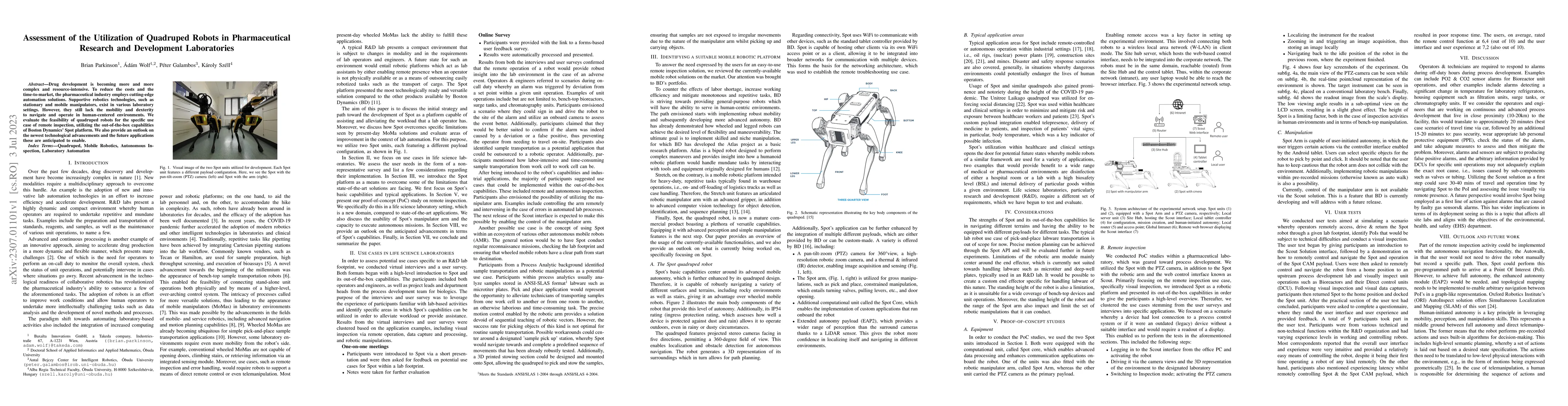 Thumbnail for Assessment of the Utilization of Quadruped Robots in Pharmaceutical
  Research and Development Laboratories