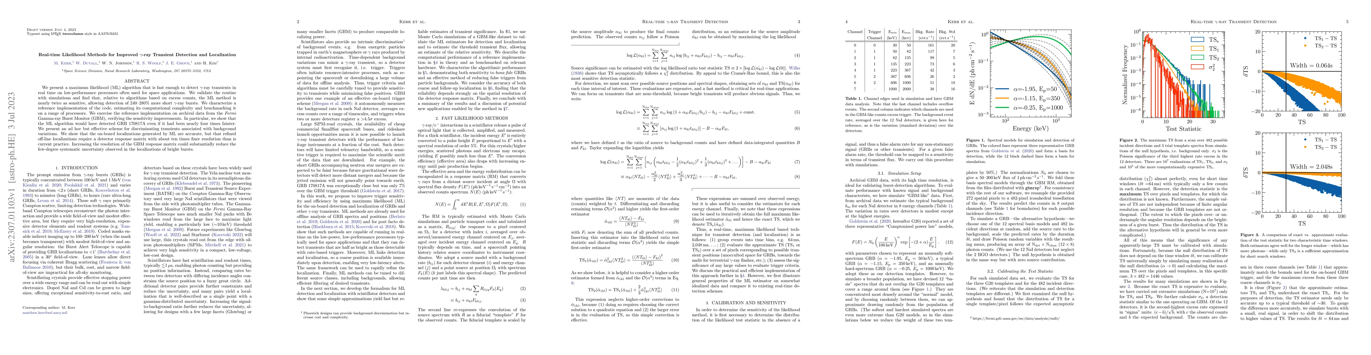 Thumbnail for Real-time Likelihood Methods for Improved Gamma-ray Transient Detection
  and Localization