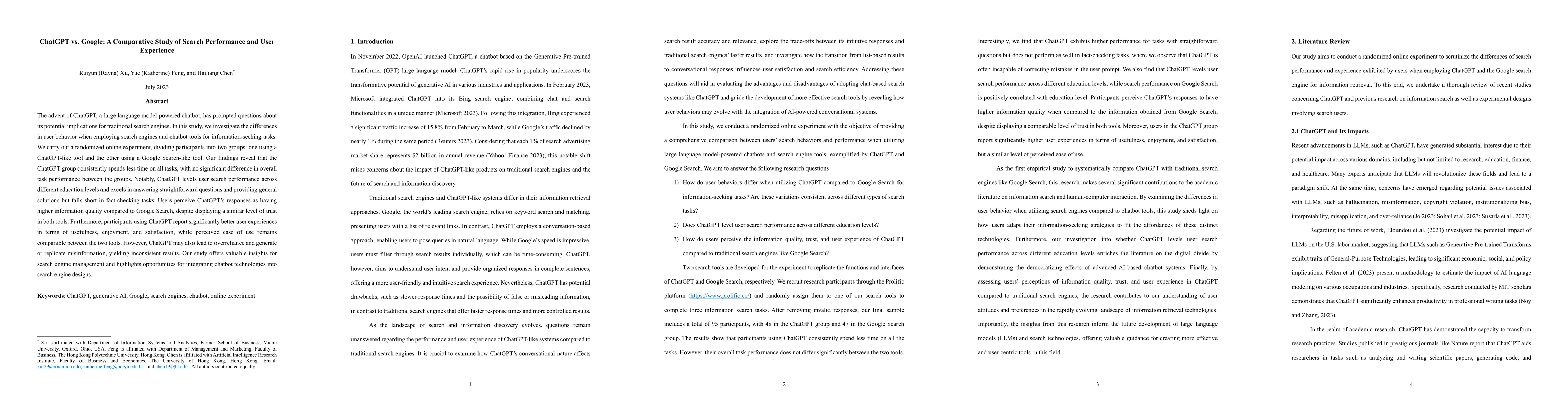 Thumbnail for ChatGPT vs. Google: A Comparative Study of Search Performance and User
  Experience