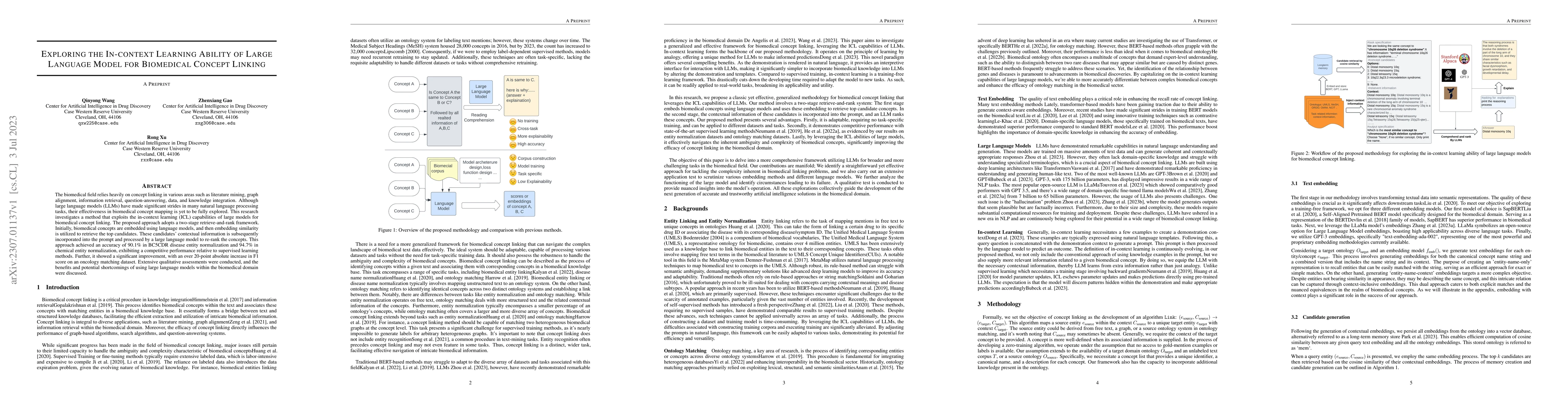 Thumbnail for Exploring the In-context Learning Ability of Large Language Model for
  Biomedical Concept Linking
