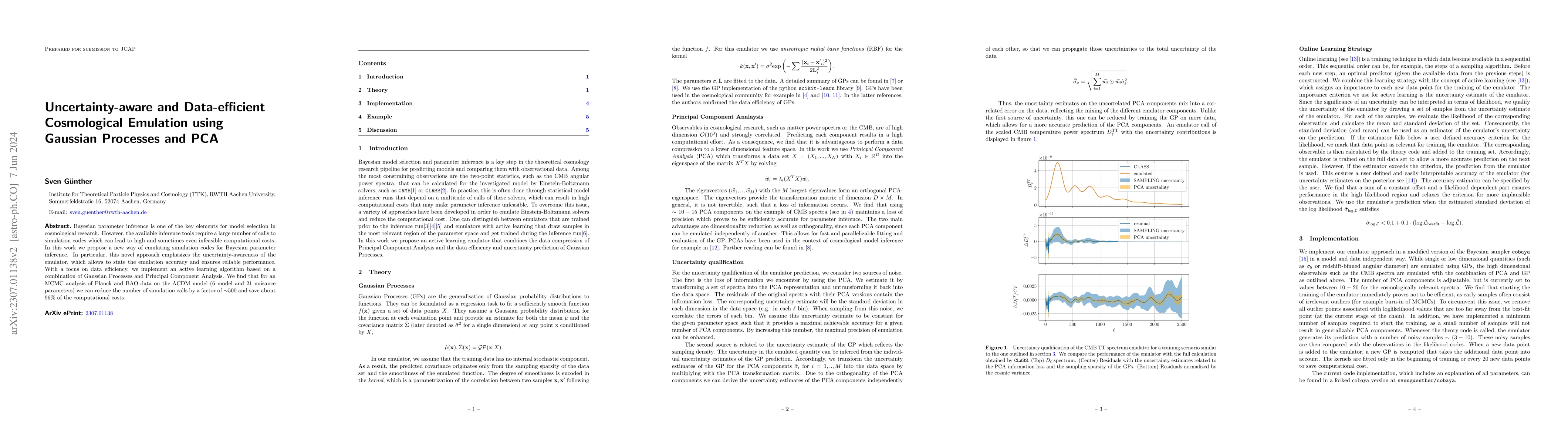Thumbnail for Uncertainty-aware and Data-efficient Cosmological Emulation using
  Gaussian Processes and PCA