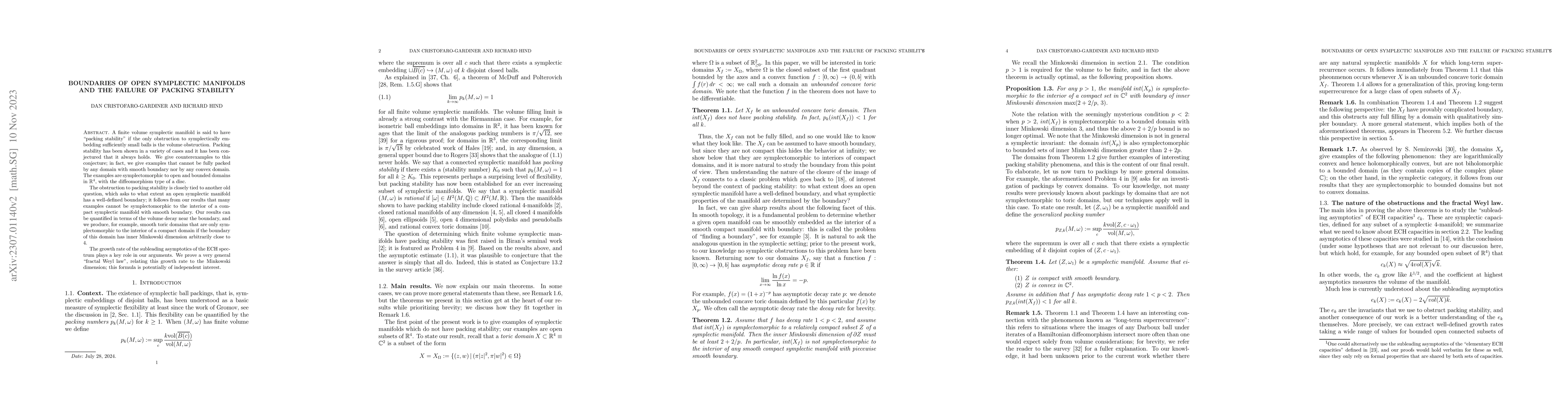 Thumbnail for Boundaries of open symplectic manifolds and the failure of packing
  stability