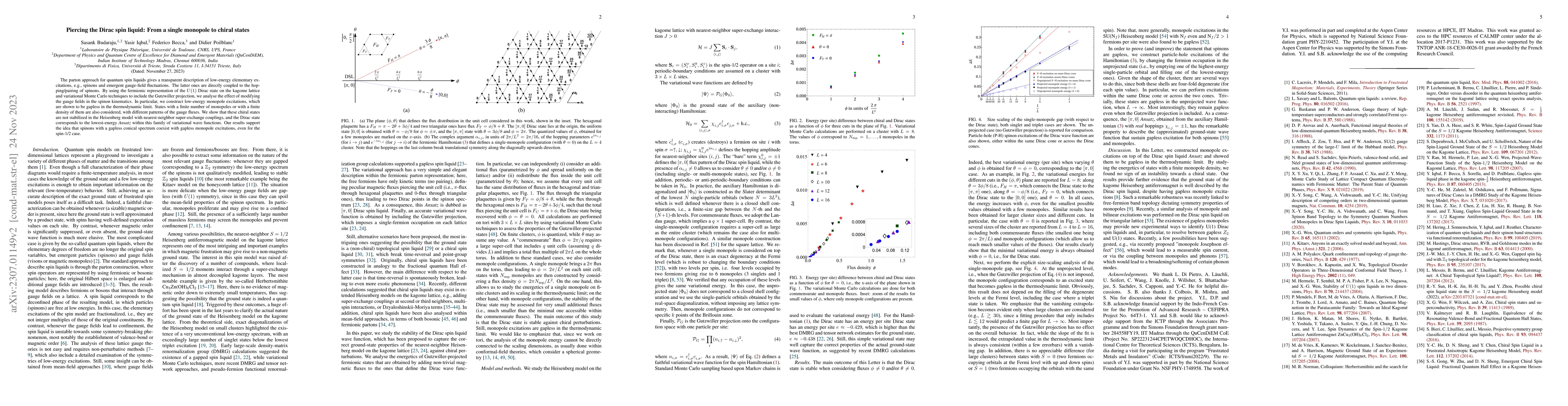 Thumbnail for Piercing the Dirac spin liquid: From a single monopole to chiral states