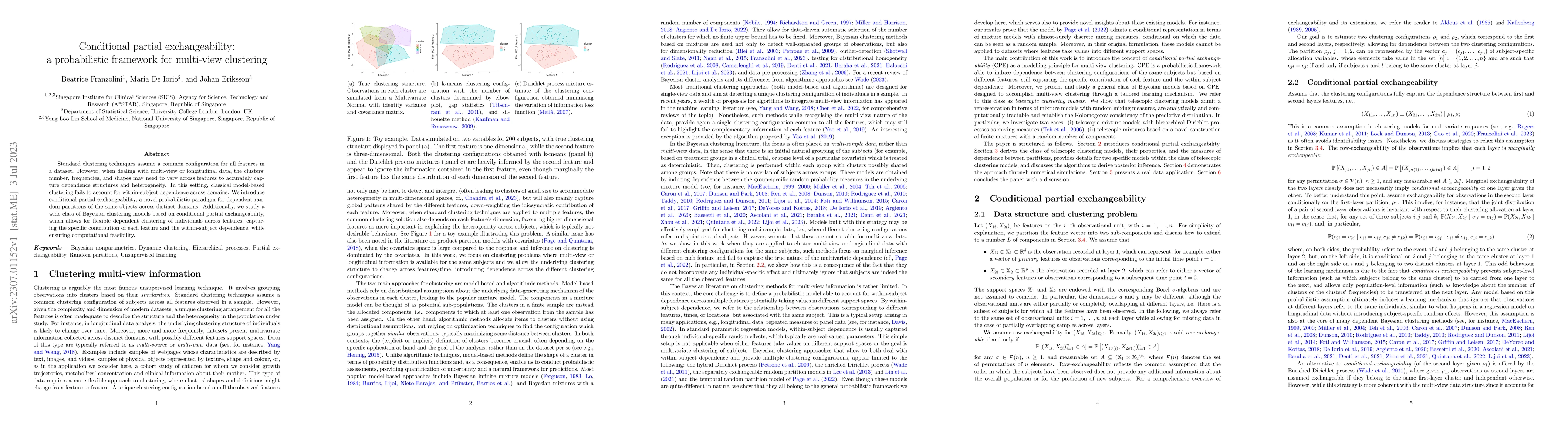 Thumbnail for Conditional partial exchangeability: a probabilistic framework for
  multi-view clustering