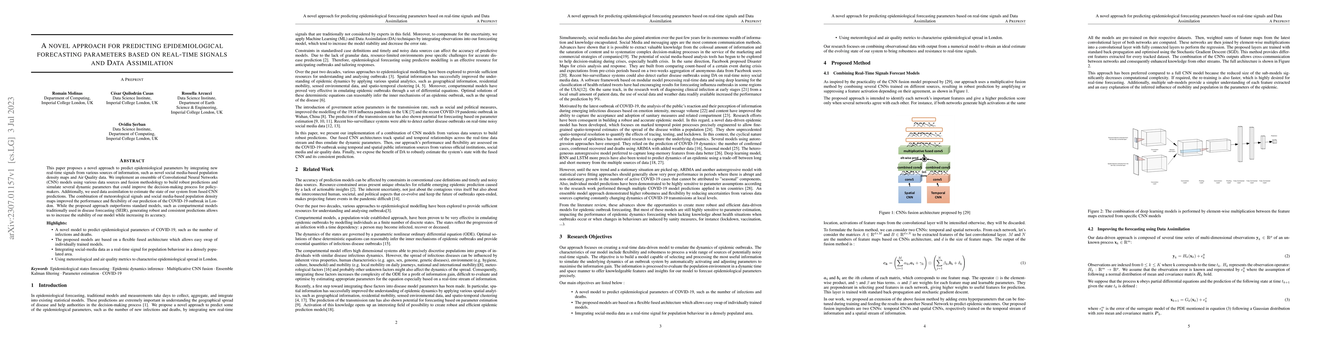 Thumbnail for A novel approach for predicting epidemiological forecasting parameters
  based on real-time signals and Data Assimilation