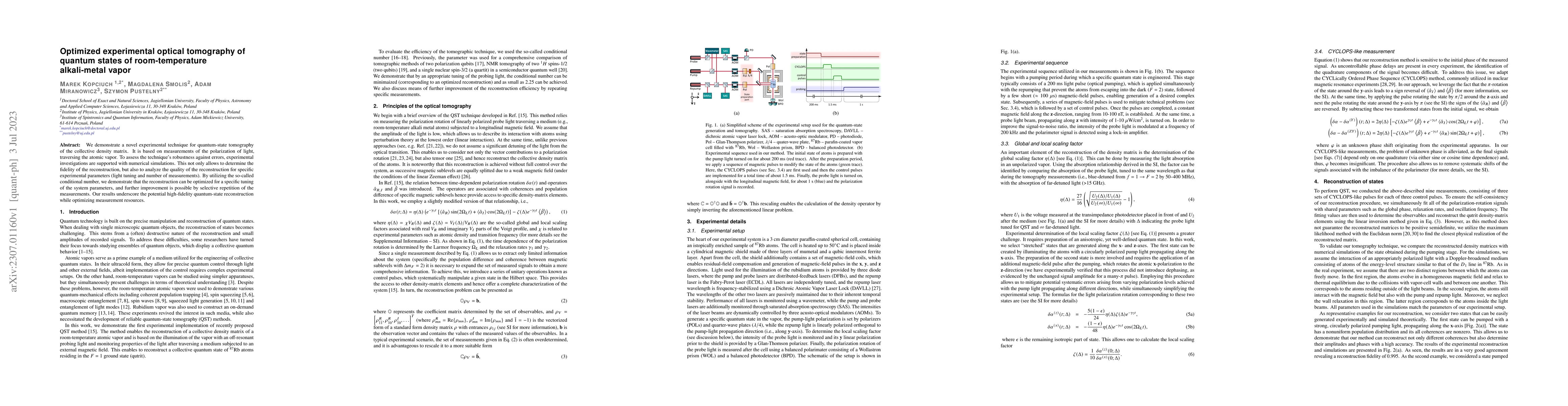 Thumbnail for Optimized experimental optical tomography of quantum states of
  room-temperature alkali-metal vapor