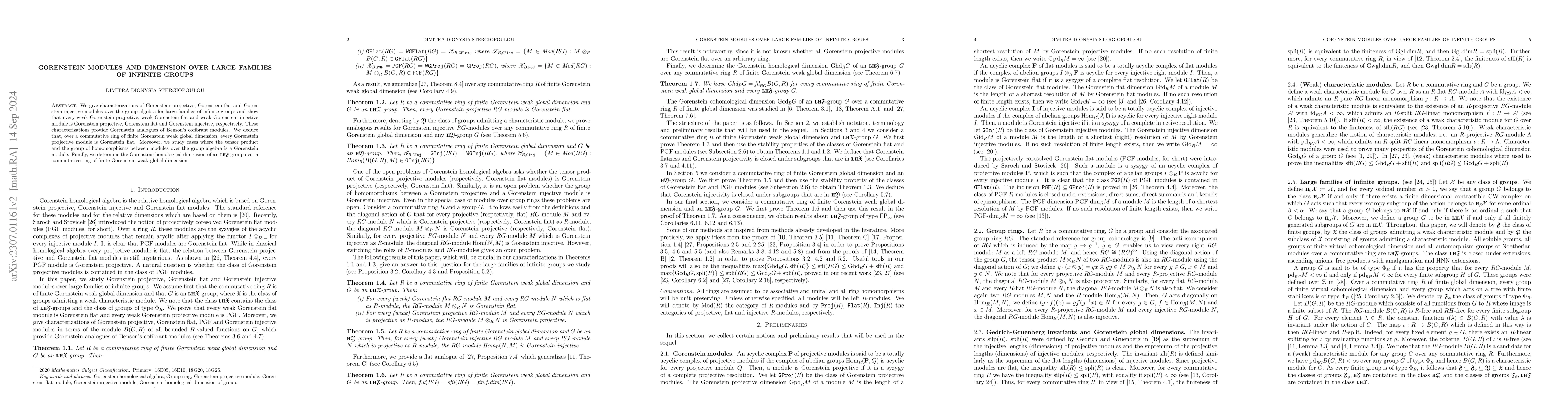 Thumbnail for Gorenstein modules and dimension over large families of infinite groups