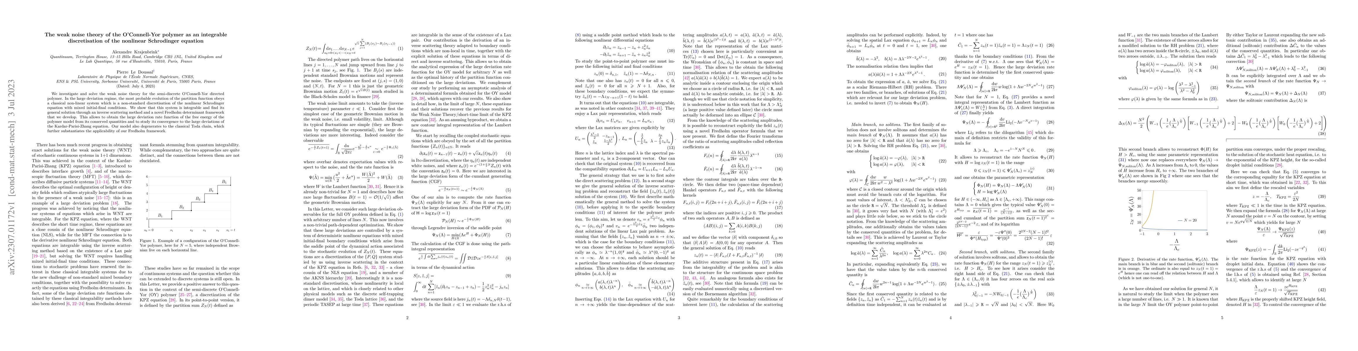 Thumbnail for The weak noise theory of the O'Connell-Yor polymer as an integrable
  discretisation of the nonlinear Schrodinger equation