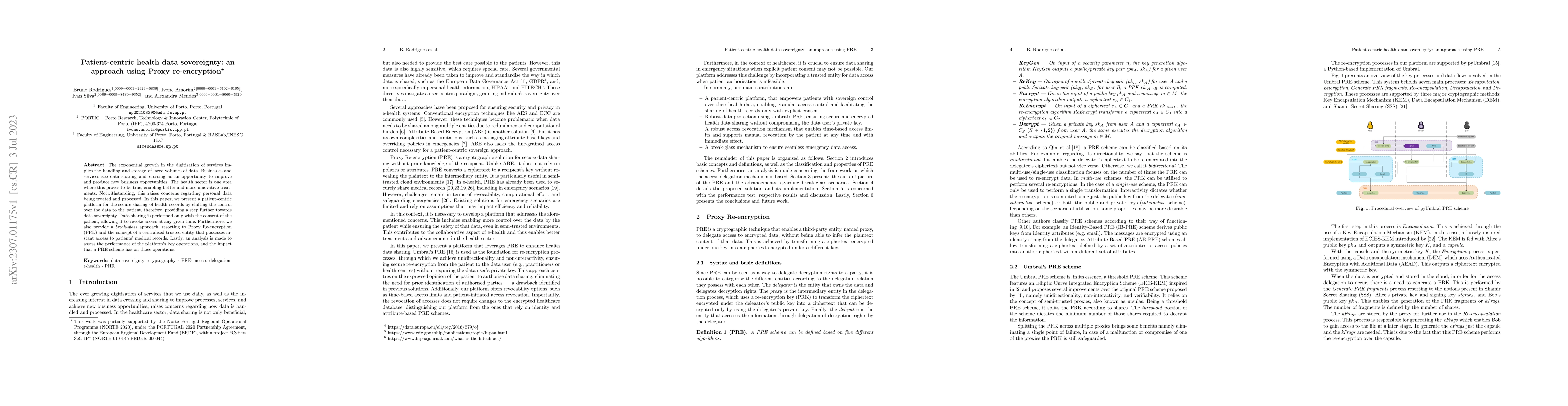 Thumbnail for Patient-centric health data sovereignty: an approach using Proxy
  re-encryption