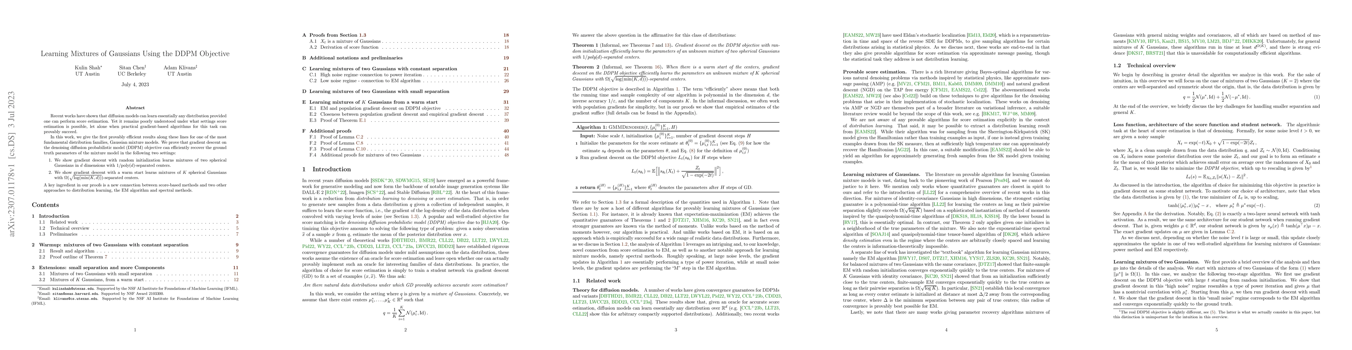Thumbnail for Learning Mixtures of Gaussians Using the DDPM Objective