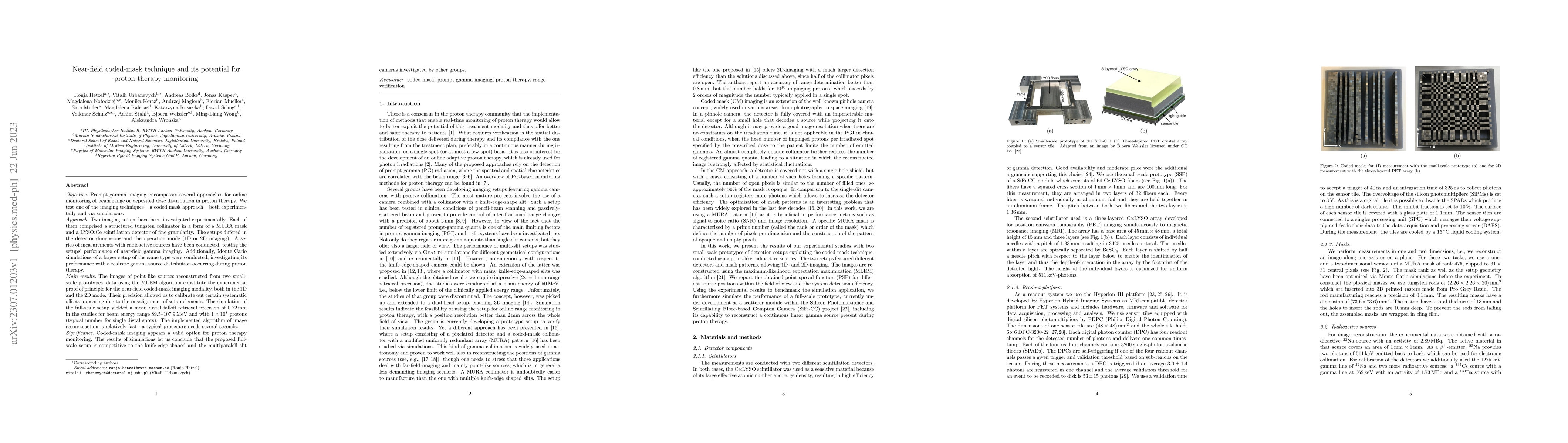 Thumbnail for Near-field coded-mask technique and its potential for proton therapy
  monitoring