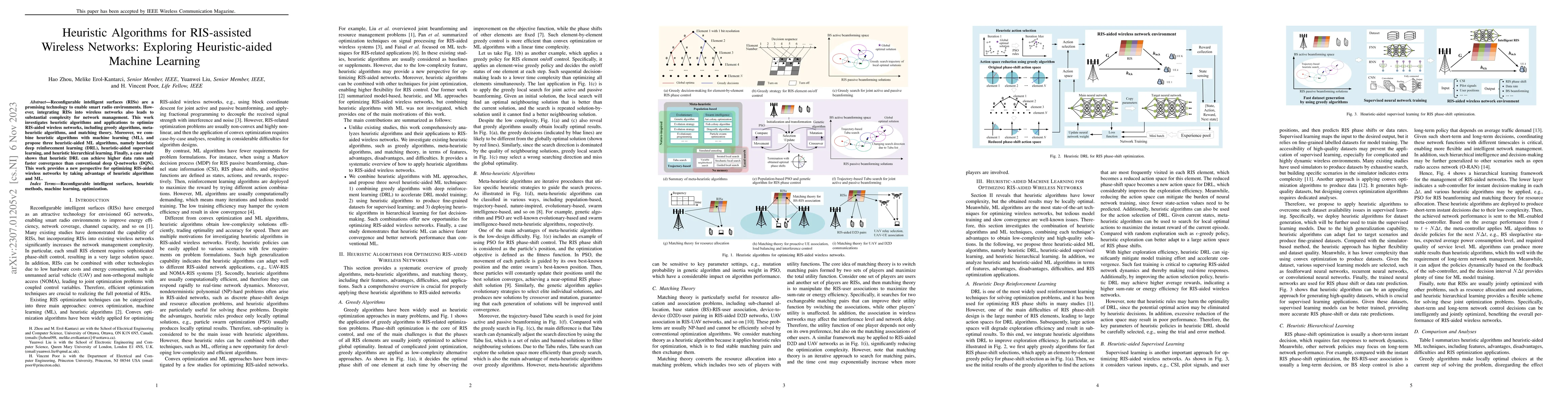 Thumbnail for Heuristic Algorithms for RIS-assisted Wireless Networks: Exploring
  Heuristic-aided Machine Learning