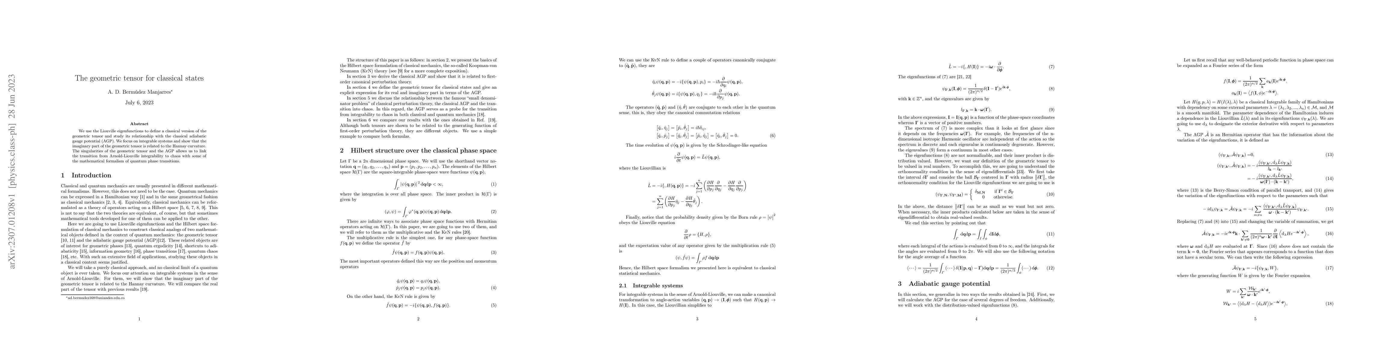 Thumbnail for The geometric tensor for classical states