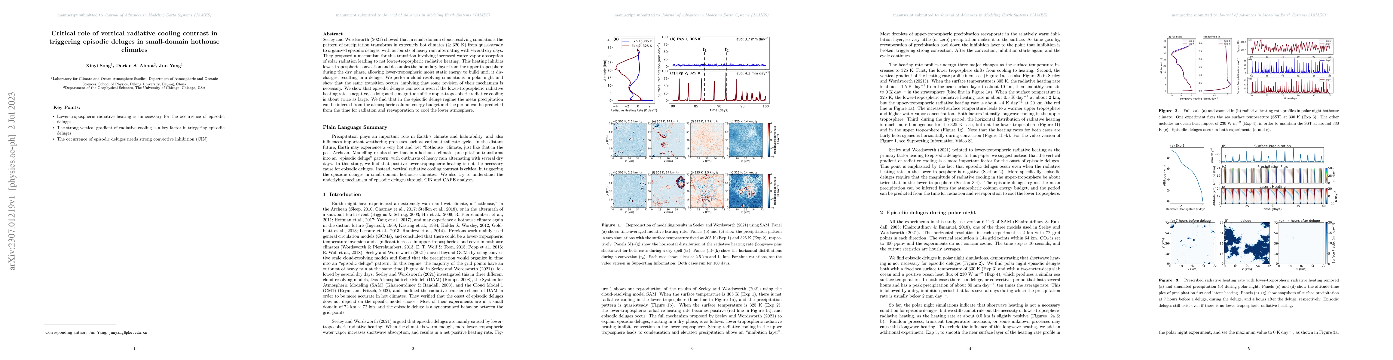 Thumbnail for Critical role of vertical radiative cooling contrast in triggering
  episodic deluges in small-domain hothouse climates