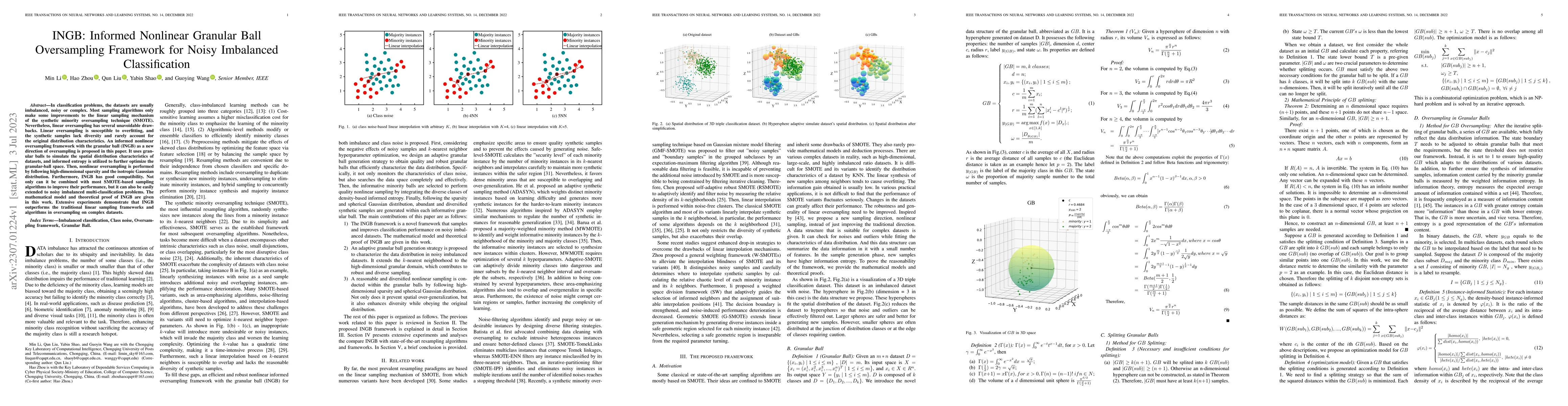 Thumbnail for INGB: Informed Nonlinear Granular Ball Oversampling Framework for Noisy
  Imbalanced Classification