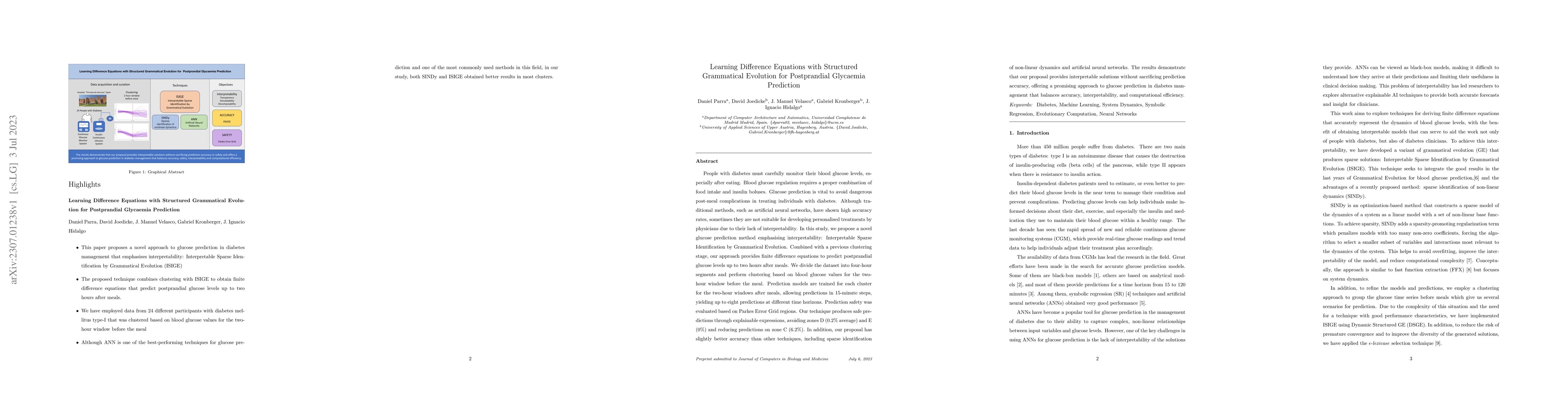 Thumbnail for Learning Difference Equations with Structured Grammatical Evolution for
  Postprandial Glycaemia Prediction