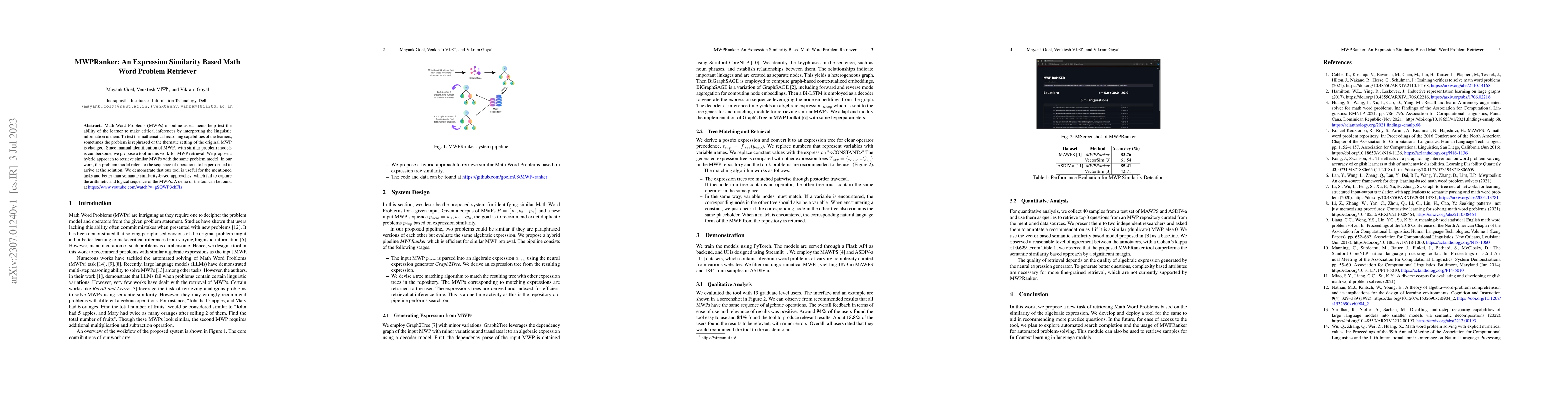 Thumbnail for MWPRanker: An Expression Similarity Based Math Word Problem Retriever