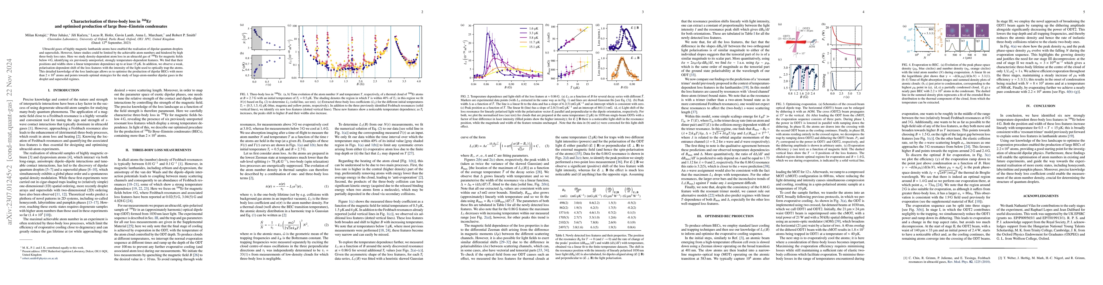 Thumbnail for Characterisation of three-body loss in ${}^{166}$Er and optimised
  production of large Bose-Einstein condensates