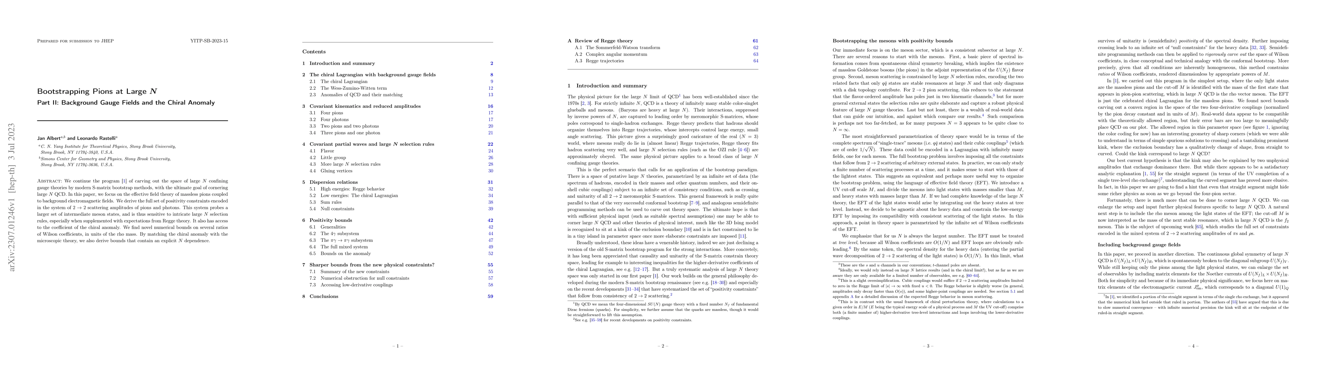 Thumbnail for Bootstrapping Pions at Large $N$. Part II: Background Gauge Fields and
  the Chiral Anomaly