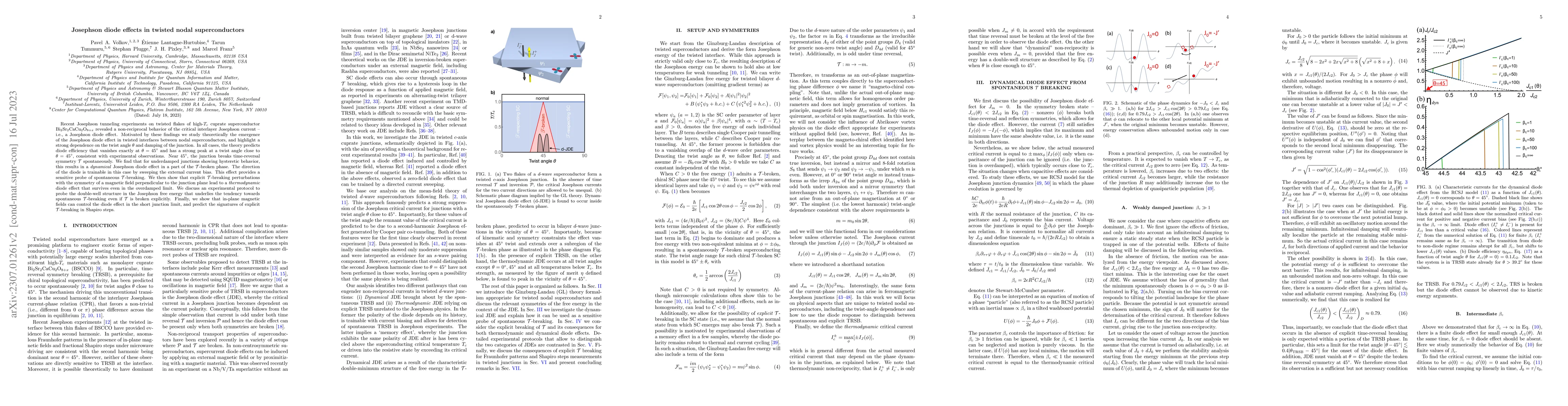 Thumbnail for Josephson diode effects in twisted nodal superconductors
